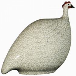 Guinea fowl in ceramic from lussan white-gray large model
