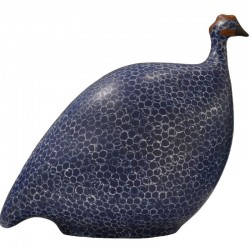 Large matt blue-white luxury ceramic guinea fowl