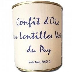 Confit d’oie aux lentilles vertes du Puy, boite 840g - épicerie fine en ligne