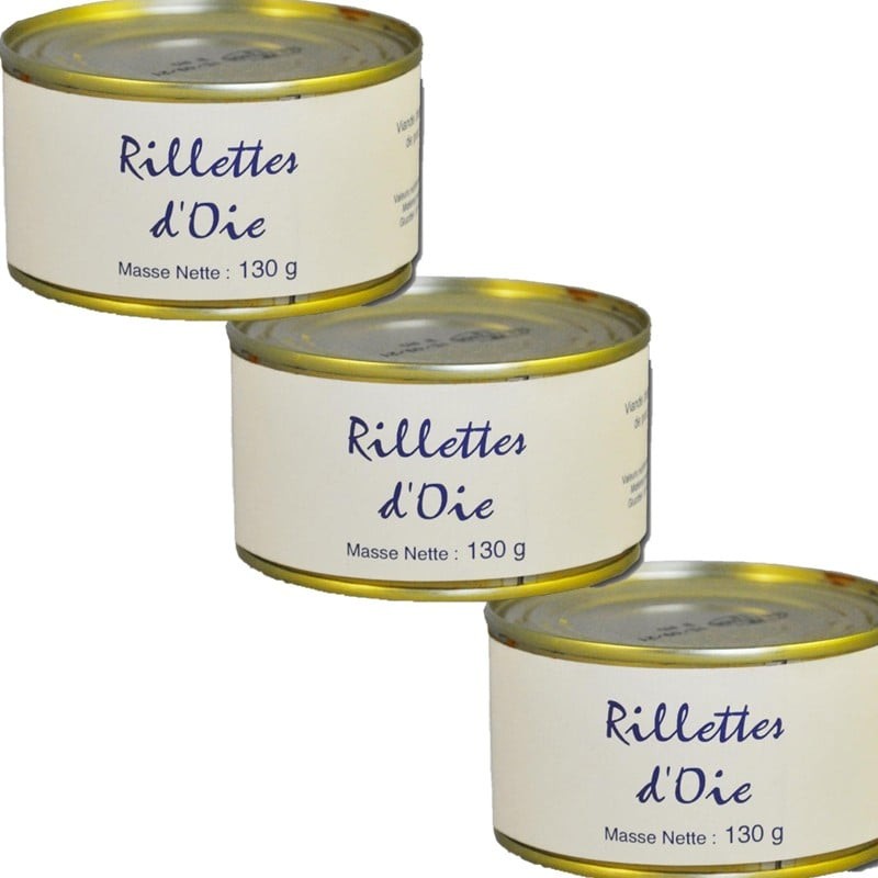 Rillettes d'Oie, 3 boites de 130g  - épicerie fine en ligne