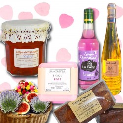 gourmet basket: fruits and flowers - Online French delicatessen