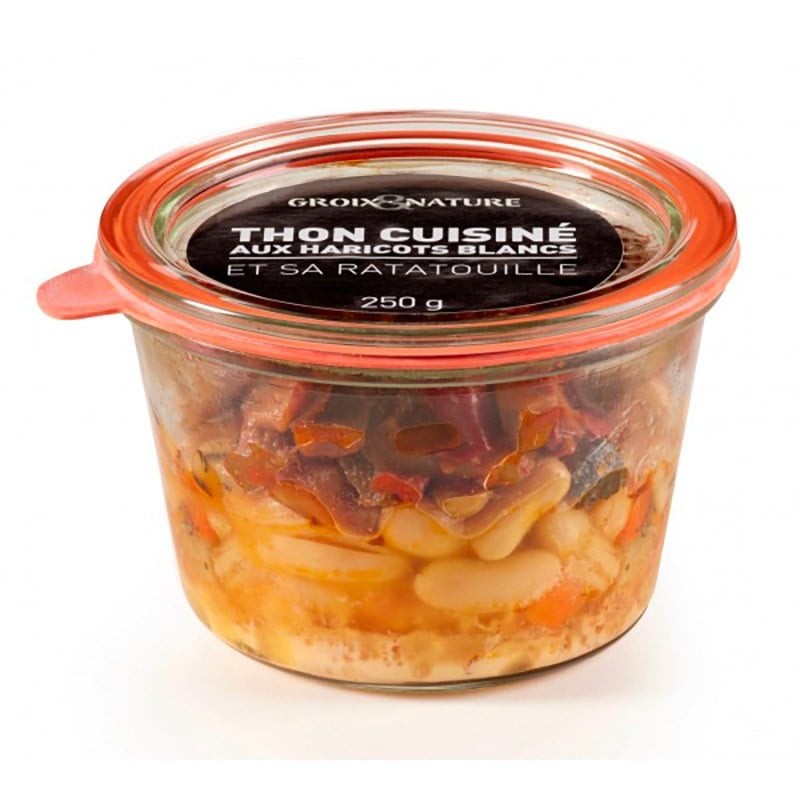 Tuna cooked with white beans and its ratatouille - Online French delicatessen