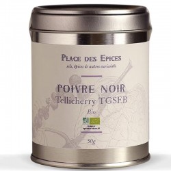 Biologische zwarte peper van Tellicherry, 50g - Franse delicatessen online