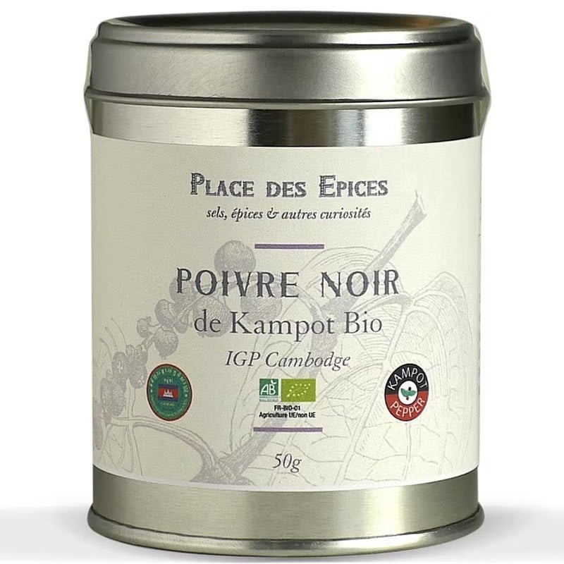 Poivre noir de Kampot Bio, 50g  - épicerie fine en ligne