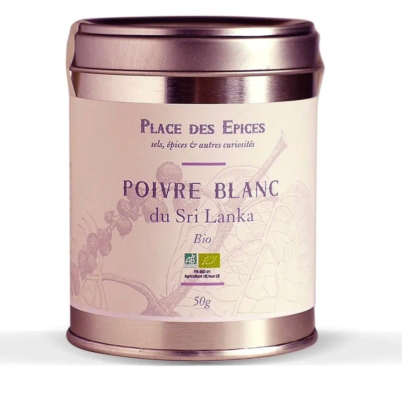 Poivre blanc du Sri Lanka Bio, 50g - épicerie fine en ligne