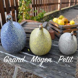 Ceramic Guinea Fowl From Lussan Blue White PM
