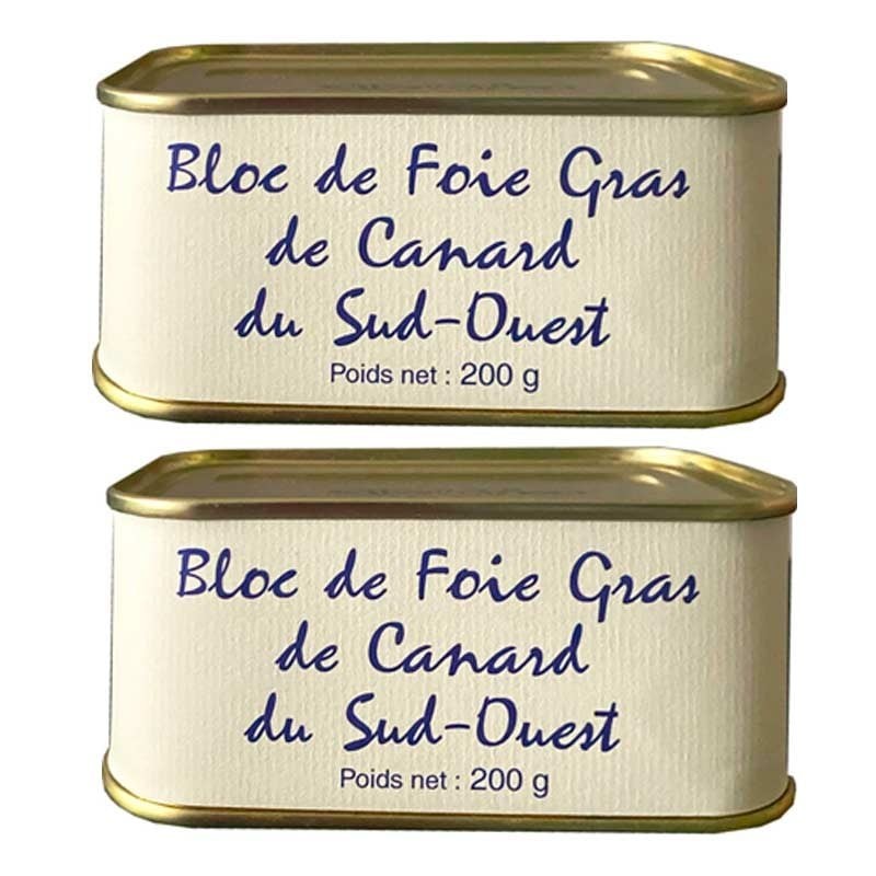 Bloc de foie gras de canard du sud-ouest 2x200g- épicerie fine en