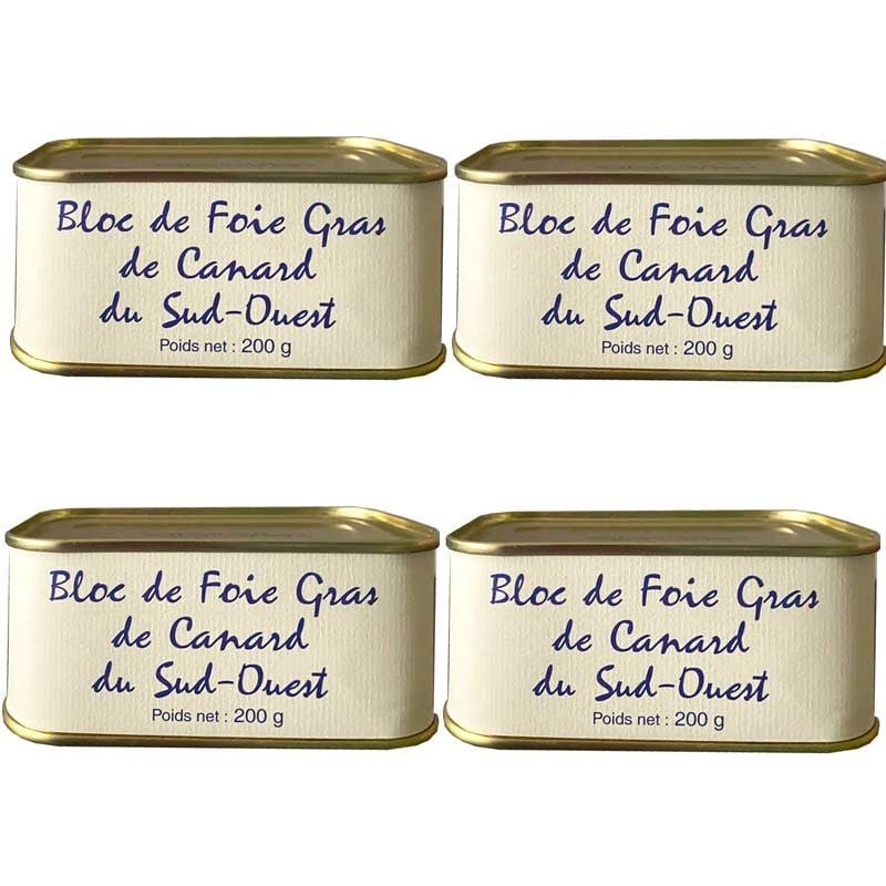 Bloc de foie gras de canard du sud-ouest 4x200g- épicerie fine en ligne